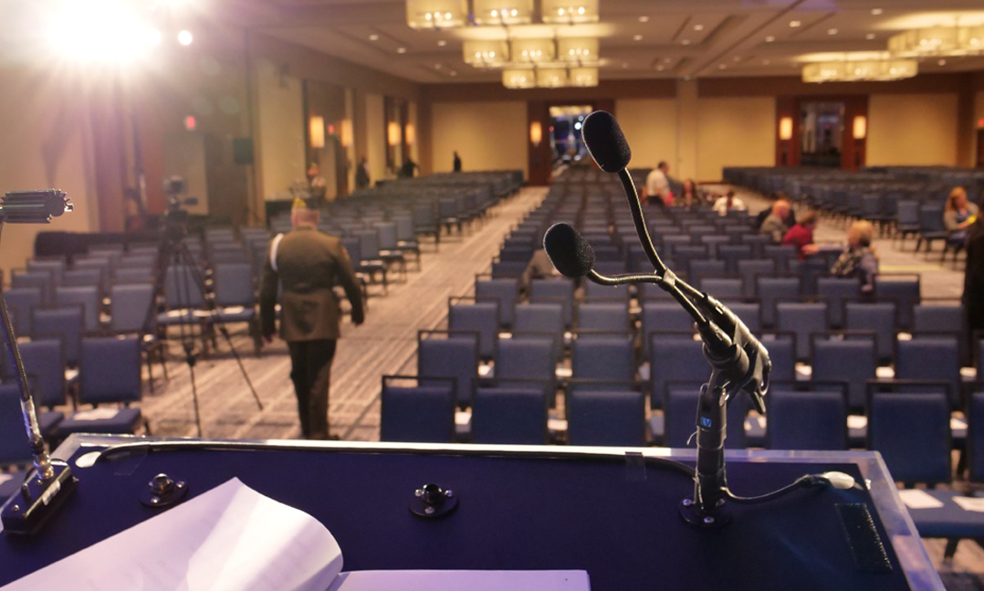Speaking at the VFW Podium